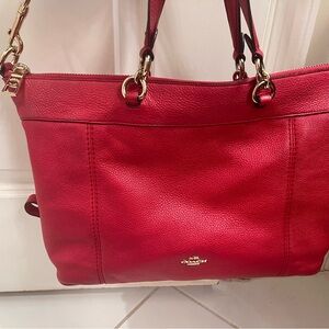 Coach F59325- Lenox satchel crossbody-pebble leather in bright pink